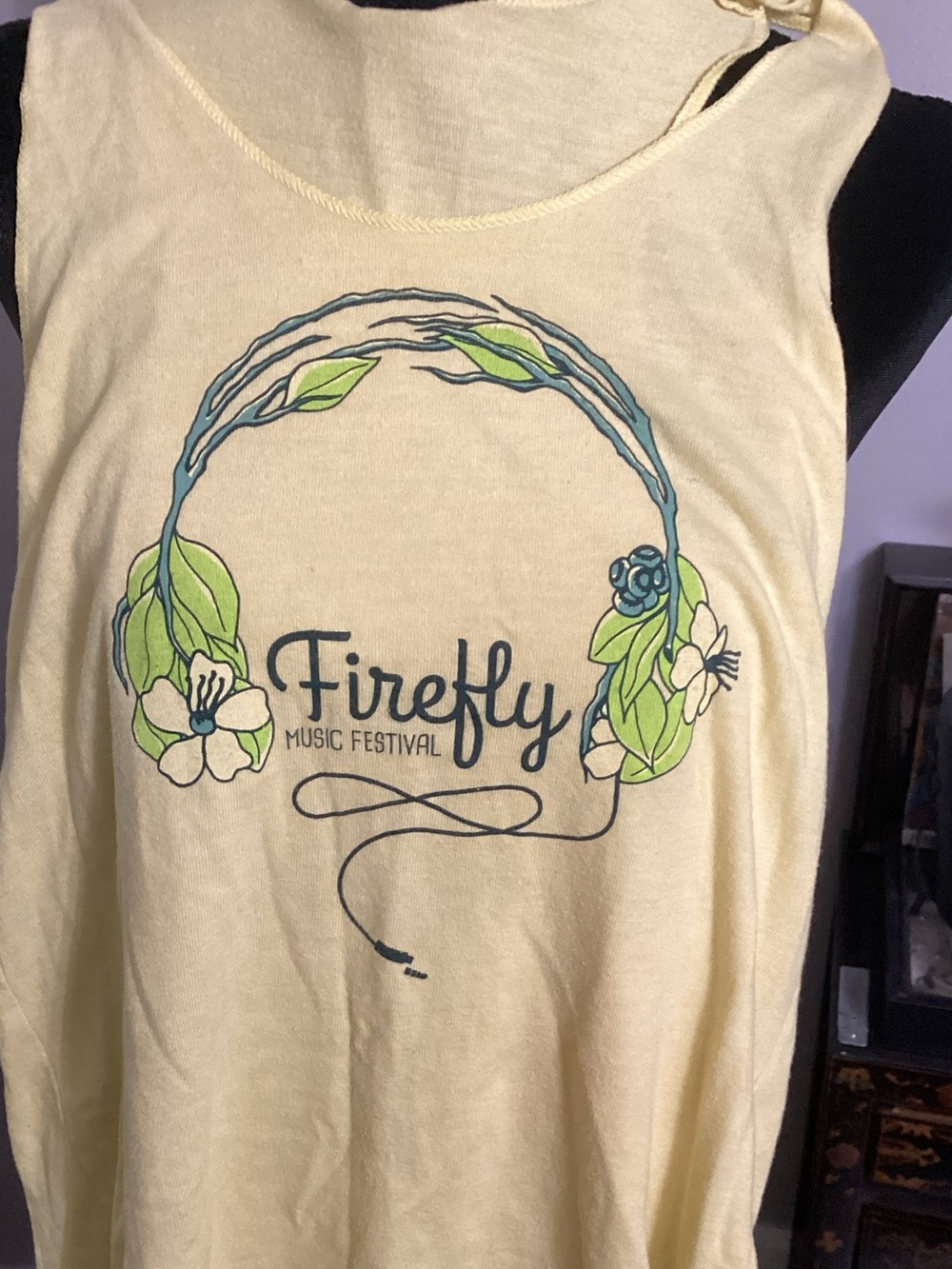 Alternative Cream Firefly Music Festival Floral Headphone Tank